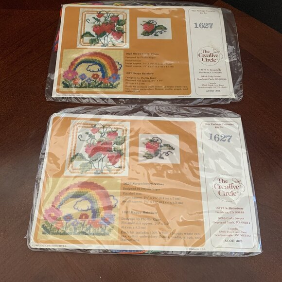 Lot of 3 Creative Circle Cross Stitch Kits - 1627 Happy Rainbow & 1628 Monogram - Picture 2 of 10